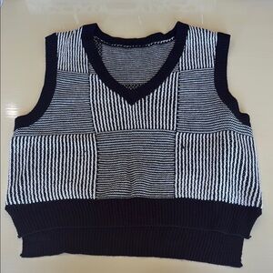 Black and White Striped Knit Vest